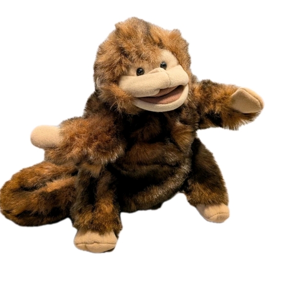 Plush Monkey Puppet Toy The Folkmanis Brown Plush Hand Puppet 10" Vintage - Picture 1 of 13